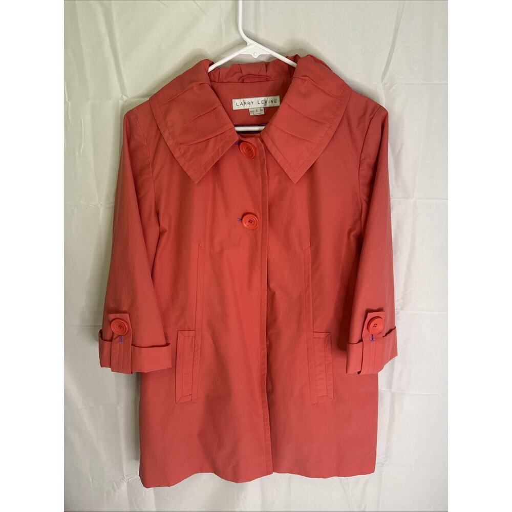 LARRY LEVINE‎ Women Petite Rain Coat Lightweight Jacket Size Small Peach Pink